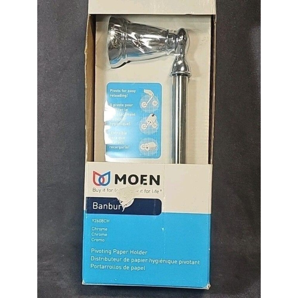 N.O.S. / MOEN Banbury Pivoting Double Post Toilet Paper Holder in Chrome Y2608CH
